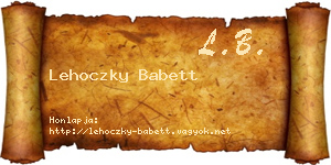 Lehoczky Babett névjegykártya